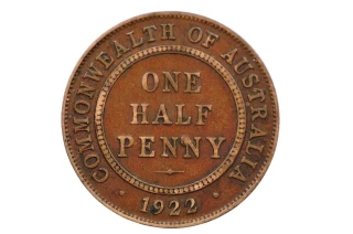 1922 Halfpenny Variety Blob Over Second N in about Very Fine Condition