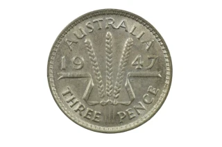 1947 Threepence George VI in about Uncirculated Condition