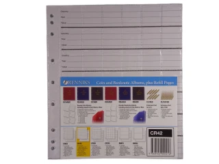 Renniks Coin Album Plastic Refill Pages, 42 Pockets, Pack of 10