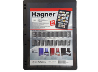 Hagner Single Sided Black Stock Sheets 5 Strip Packet of 10 Pages