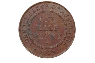 1933 Half Penny George V in Very Fine Condition