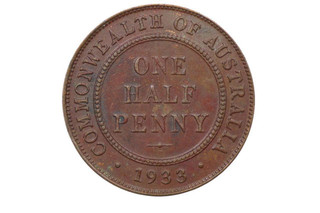 1933 Half Penny George V in Very Fine Condition
