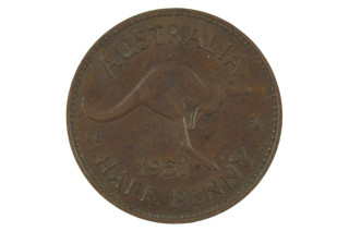  1951 PL Half Penny Variety Upset at 2 O'clock in VF Condition 