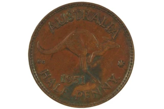 1951 Y. Halfpenny Variety Upset at 11 O'clock in Very Fine Condition