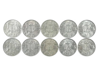 10 x 1966 Silver Round 50 Cent Coins