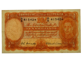 1952 Ten Shillings Star Replacement Coombs / Wilson Banknote