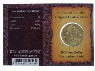 2008 100 Years of Australia's Original Coat of Arms M Privymark One Dollar Uncirculated Coin