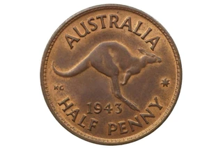 1943 Half Penny George VI in about Uncirculated Condition