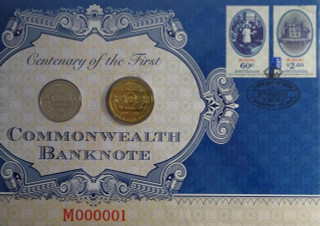 Centenary of The First Commonwealth Banknote 2013 20 Cent and One Dollar Philatelic Numismatic Cover