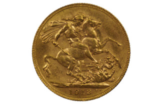 1913 Perth Mint Gold Full Sovereign Variety Die Crack in Extremely Fine Condition