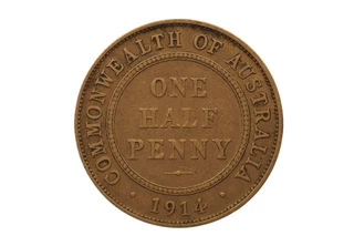 1914 Half Penny George V in Very Good Condition