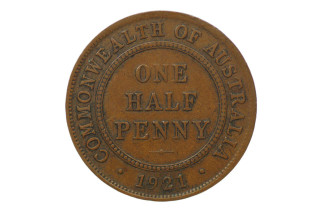1921 Half Penny George V in Very Good Condition