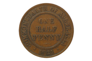 1921 Half Penny George V in Very Good Condition