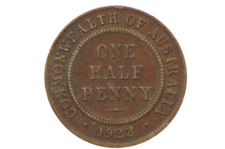 1922 Half Penny George V in Fine Condition
