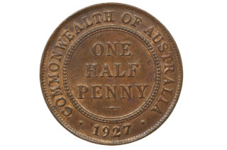 1927 Half Penny George V in Uncirculated Condition