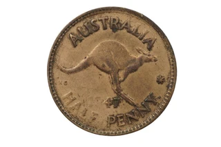 1947 Y. Half Penny Variety Error Filled Die in Very Fine Condition