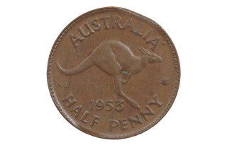 1953 A. Half Penny Variety Error Rim Clip in Extremely Fine Condition