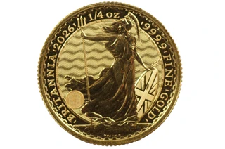 Great Britain 2026 1/4oz Fine 9999 Gold Britannia 25 Pounds in Uncirculated Condition