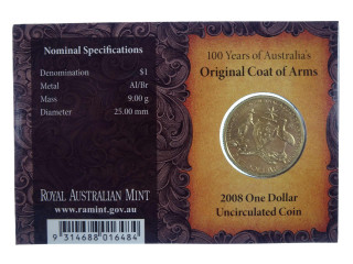 2008 100 Years of Australia's Original Coat of Arms B Privymark One Dollar Uncirculated Coin
