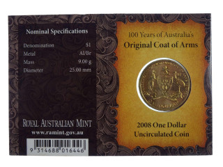 2008 100 Years of Australia's Original Coat of Arms S Privymark One Dollar Uncirculated Coin