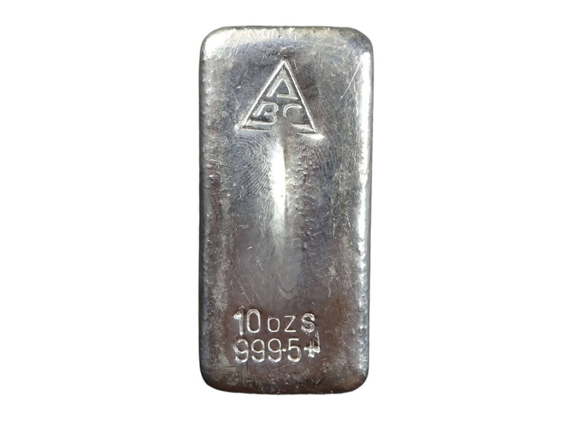 Ainslie Bullion Company 10 ozs 999.5+ Silver Cast Bullion Bar