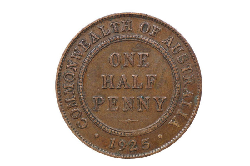 1925 Half Penny George V Low Mint in Very Fine Condition