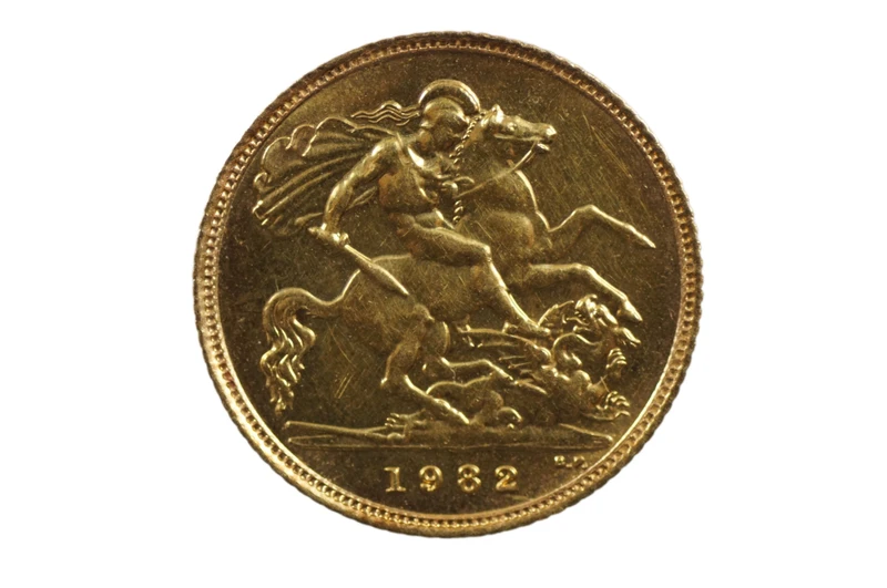 Great Britain 1982 Gold Half Sovereign in about Uncirculated Condition