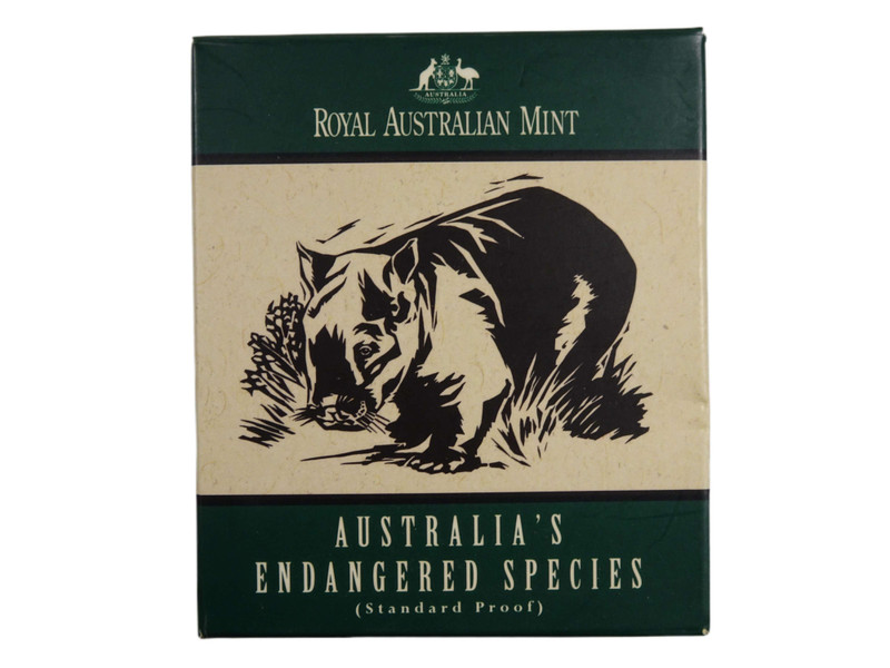 1998 Australia's Endangered Species Hairy Nosed Wombat $10 Silver Proof Coin