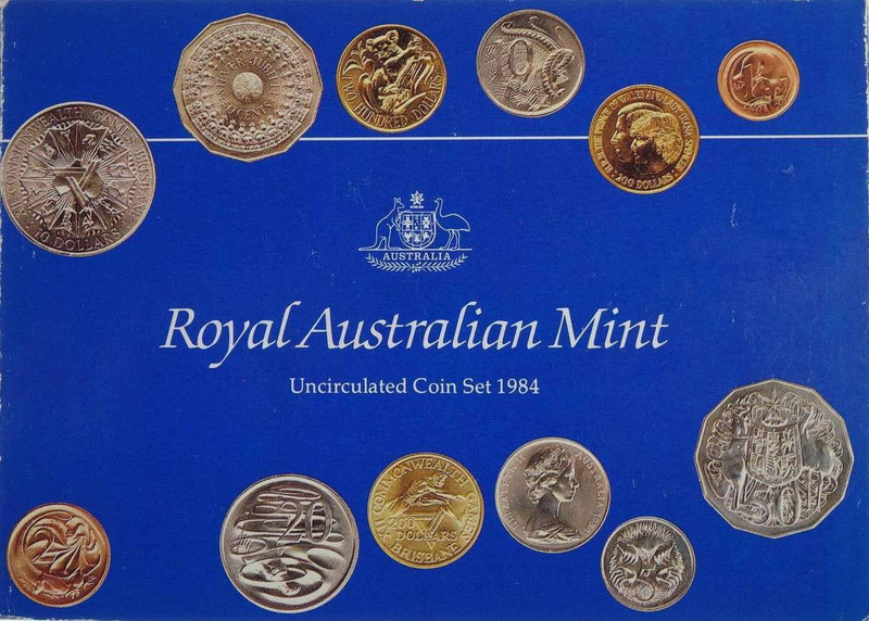 1984 Royal Australian Mint Yellowed Insert Uncirculated Coin Set