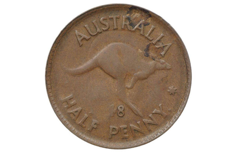 1948 Y. Half Penny Variety Error Filled Die in Very Fine Condition