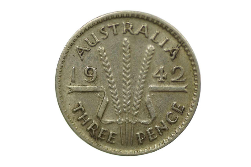  1942 Threepence Variety Die Crack and Double Struck 