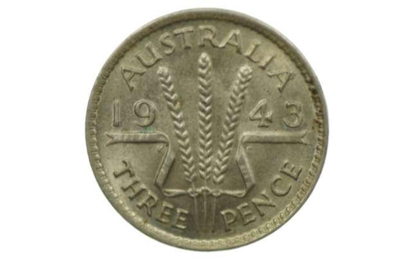  1943 Threepence Variety Multiple Die Cracks in aUnc Condition 