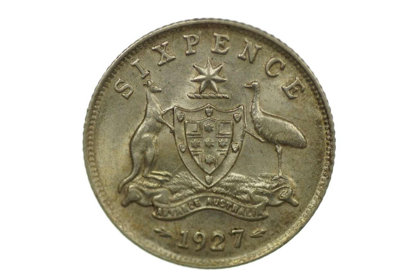  1927 Sixpence Variety Double Strike in Extremely Fine Condition 