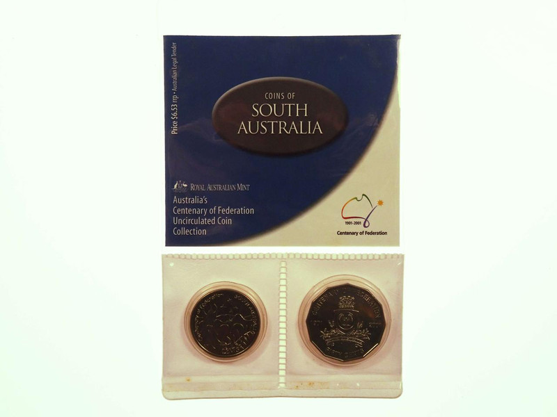 2001 Coins of South Australia Centenary of Federation Two Uncirculated Coin Collection