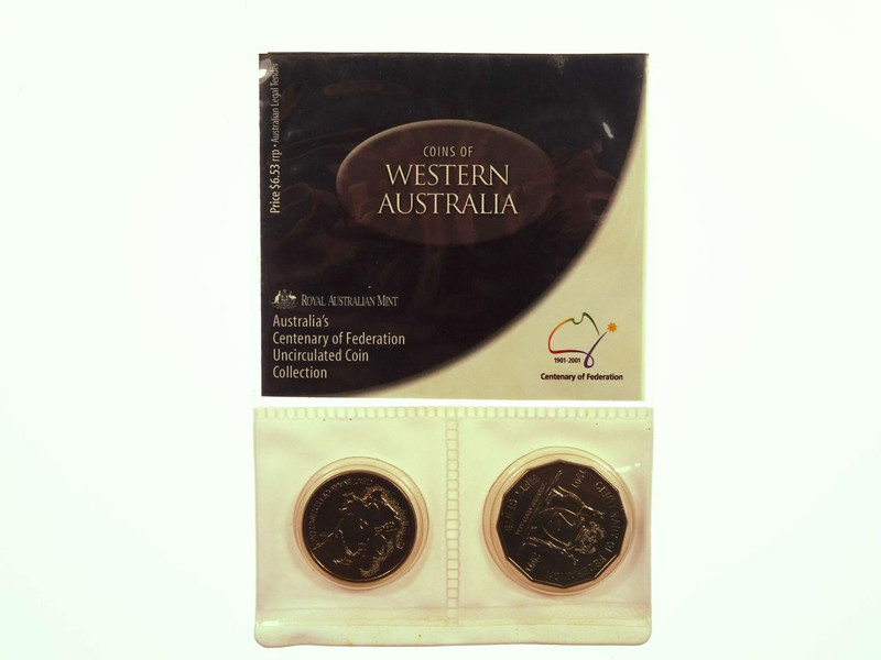 2001 Coins of Western Australia Centenary of Federation Two Uncirculated Coin Collection