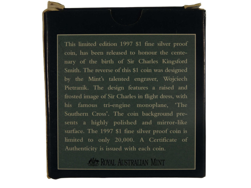 1997 1 Fine Silver Proof Coin Sir Charles Kingsford Smith