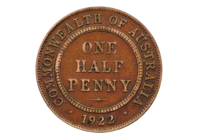  1922 Half Penny Variety Blob Over Second N in Almost Very Fine 