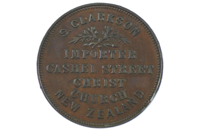  Clarkson, S. Christchurch, NZ Penny Token in Almost EF Condition 