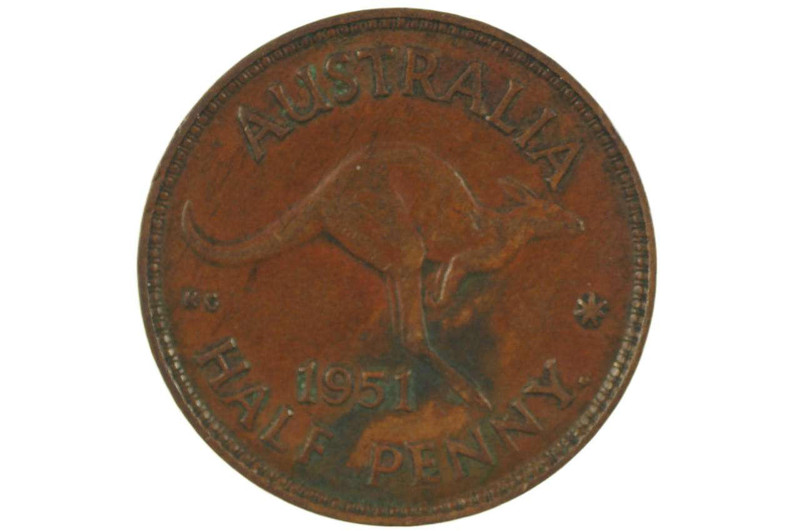  1951 Y. Half Penny Variety Upset at 11 O'clock in VF Condition 