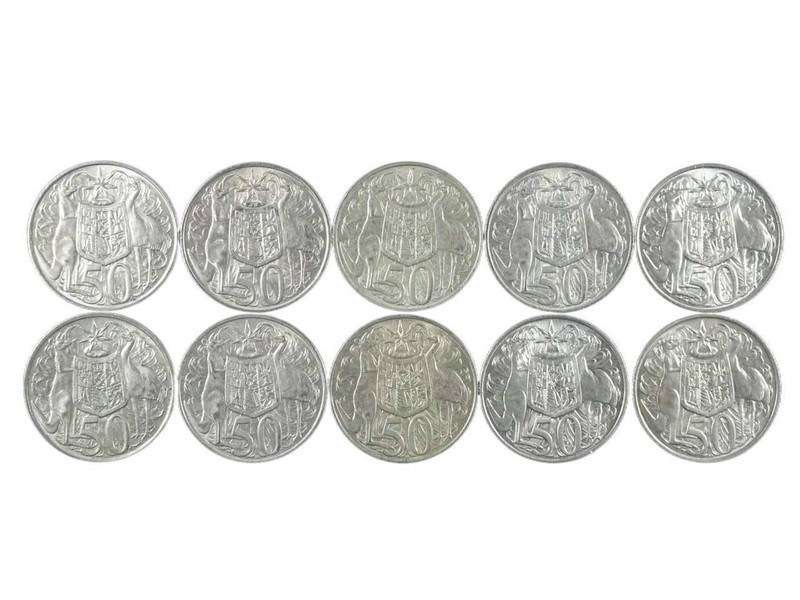 10 x 1966 Silver Round 50 Cent Coins