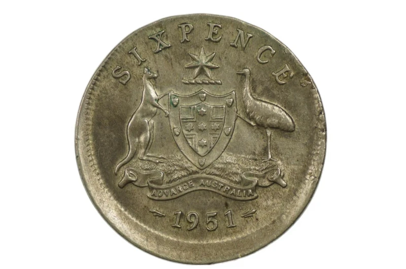 1951 Sixpence Variety Error Mis-Strike George VI in about Extremely Fine Condition