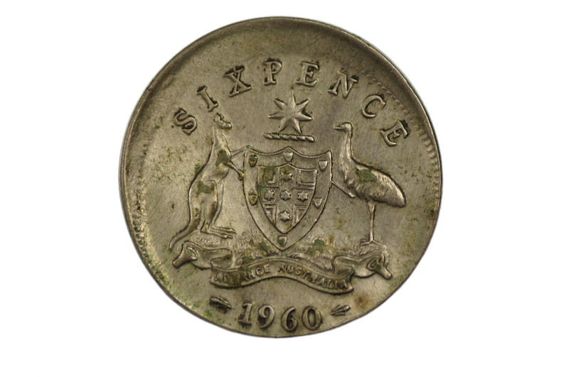 1960 Sixpence Variety Error Mis-Strike in about Extremely Fine Condition