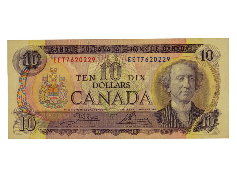 Canada 1971 Ten Dollars Crow/Bouey Banknote in Unc Condition