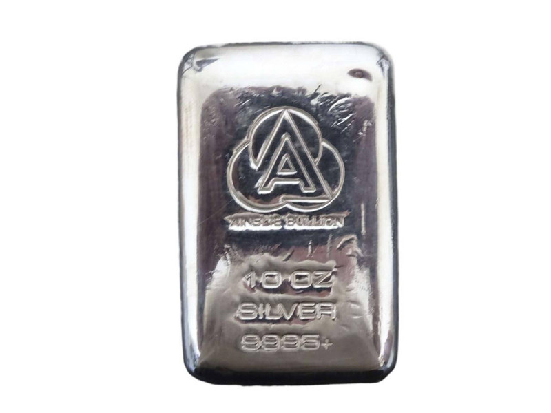 Ainslie Bullion Company 10oz Silver 9995+ Cast Bullion Bar