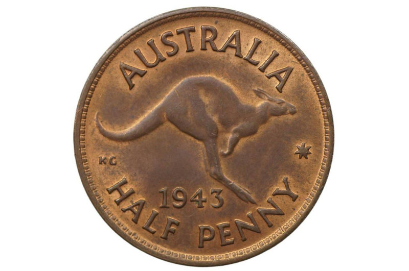 1943 Half Penny George VI in about Uncirculated Condition