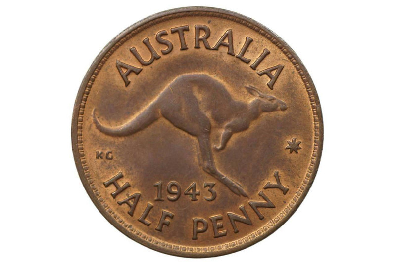 1943 Halfpenny George VI in about Uncirculated Condition
