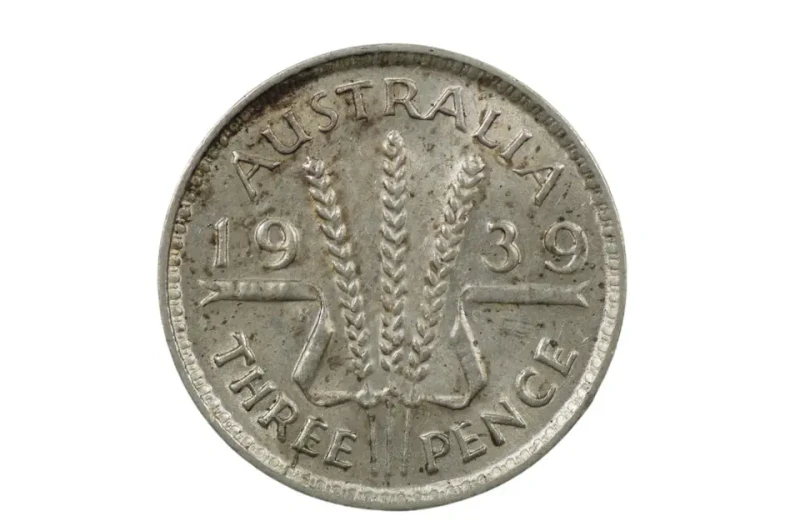 1939 Threepence George VI in about Uncirculated Condition
