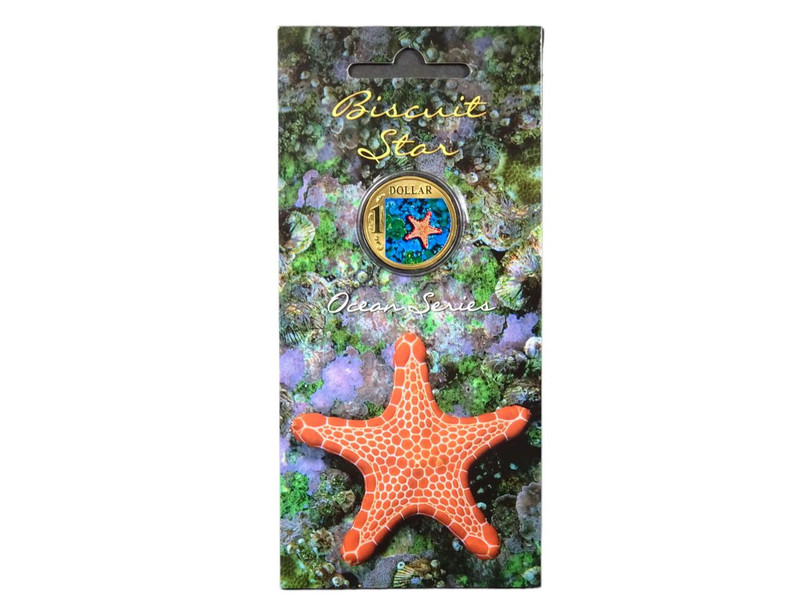 2007 Biscuit Star Fish Ocean Series One Dollar Coloured Frosted Uncirculated Coin