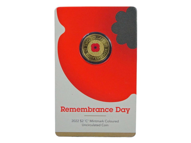Remembrance Day 2022 $2 'C' Mintmark Coloured Uncirculated Coin