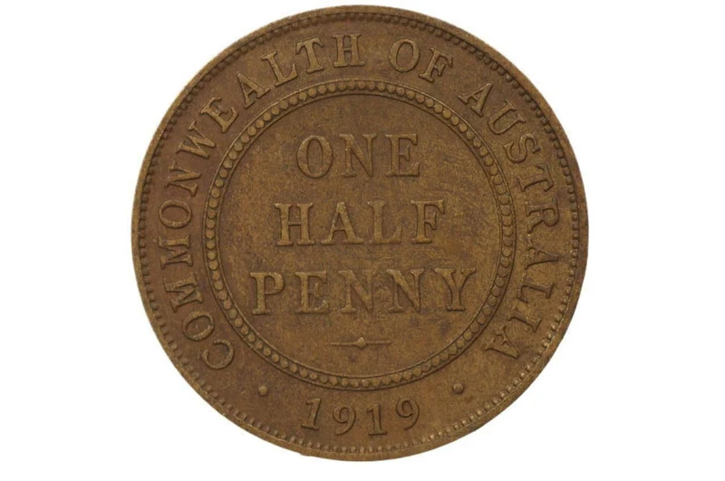 1919 Half Penny George V in Very Good Condition